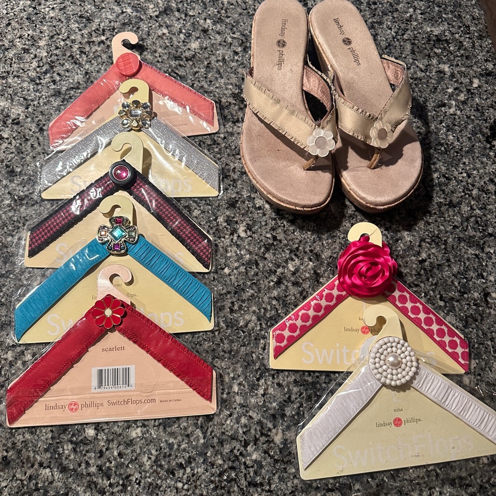 Lindsay Phillips Beige Sandals with Colorful Straps